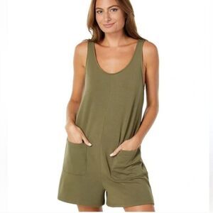 Madewell MWL Superbrushed Pull-On Romper in Kale